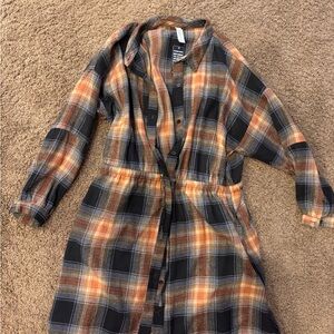 Plaid Button-Up Dress